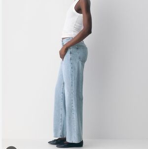 Denim Forum Maya Mid-Rise Wide Leg Light Wash Organic Cotton Blue Jeans 29